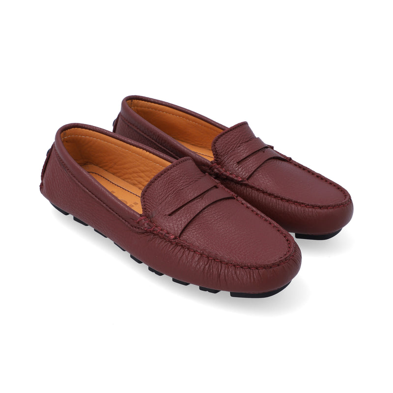 Mocasines Mujer Penny Cuero Rojo Cremisi