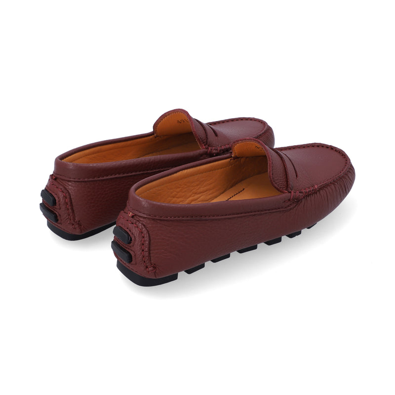 Mocasines Mujer Penny Cuero Rojo Cremisi