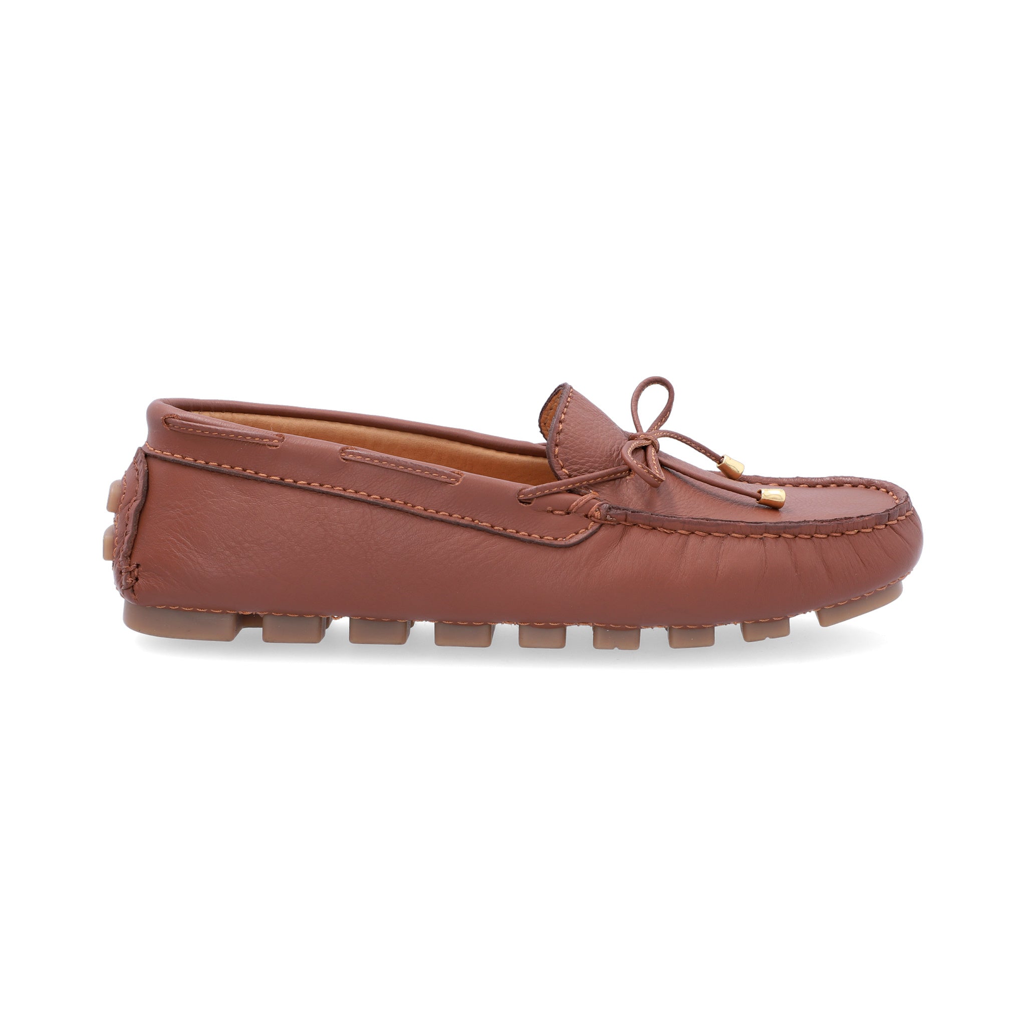 Mocasines Mujer Cordón Cuero Miel