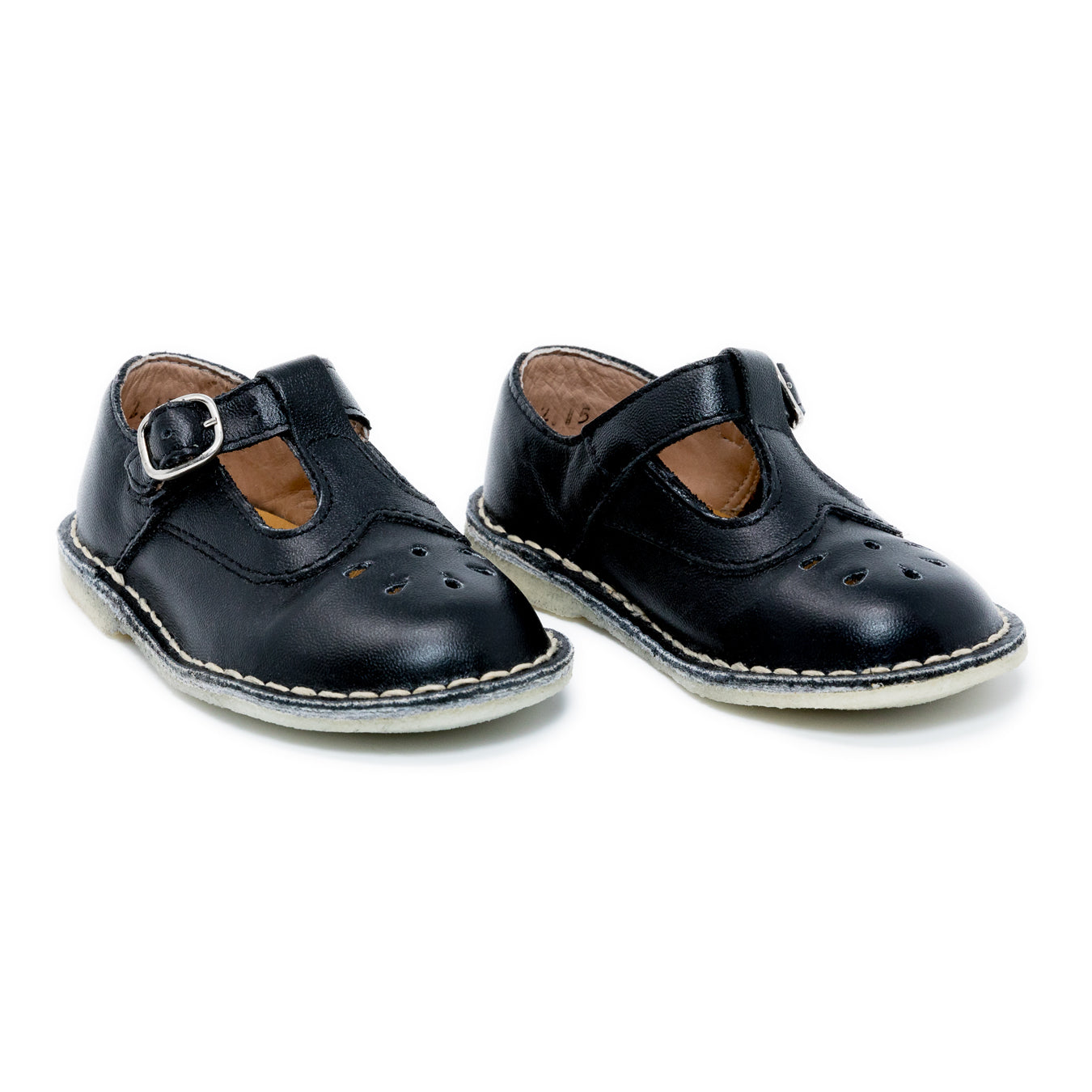 Zapatos T-straps Niña Cuero Negro