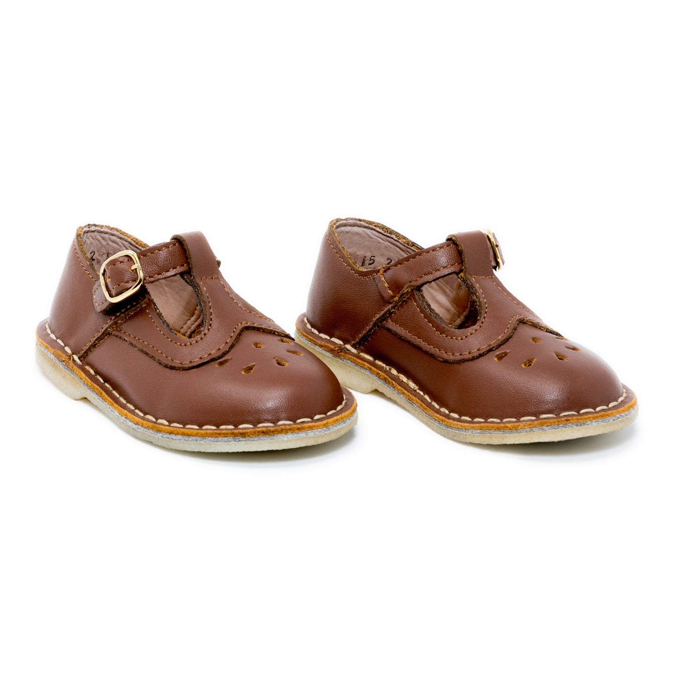 Zapatos T-straps Niña Cuero Miel
