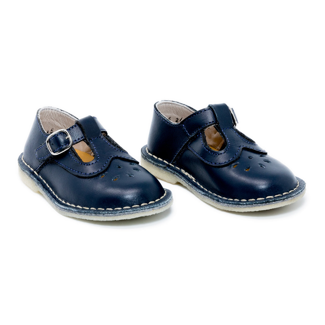 Zapatos T-straps Niña Cuero Azul Marino
