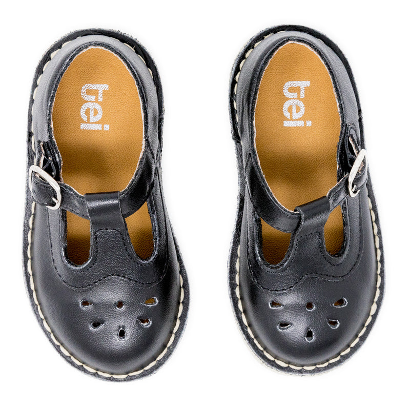 Zapatos T-straps Niña Cuero Negro