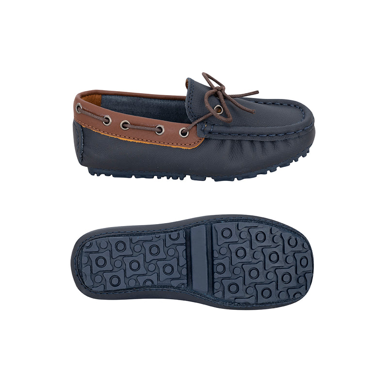 Mocasines Niño Amarrar Cuero grabado Azul