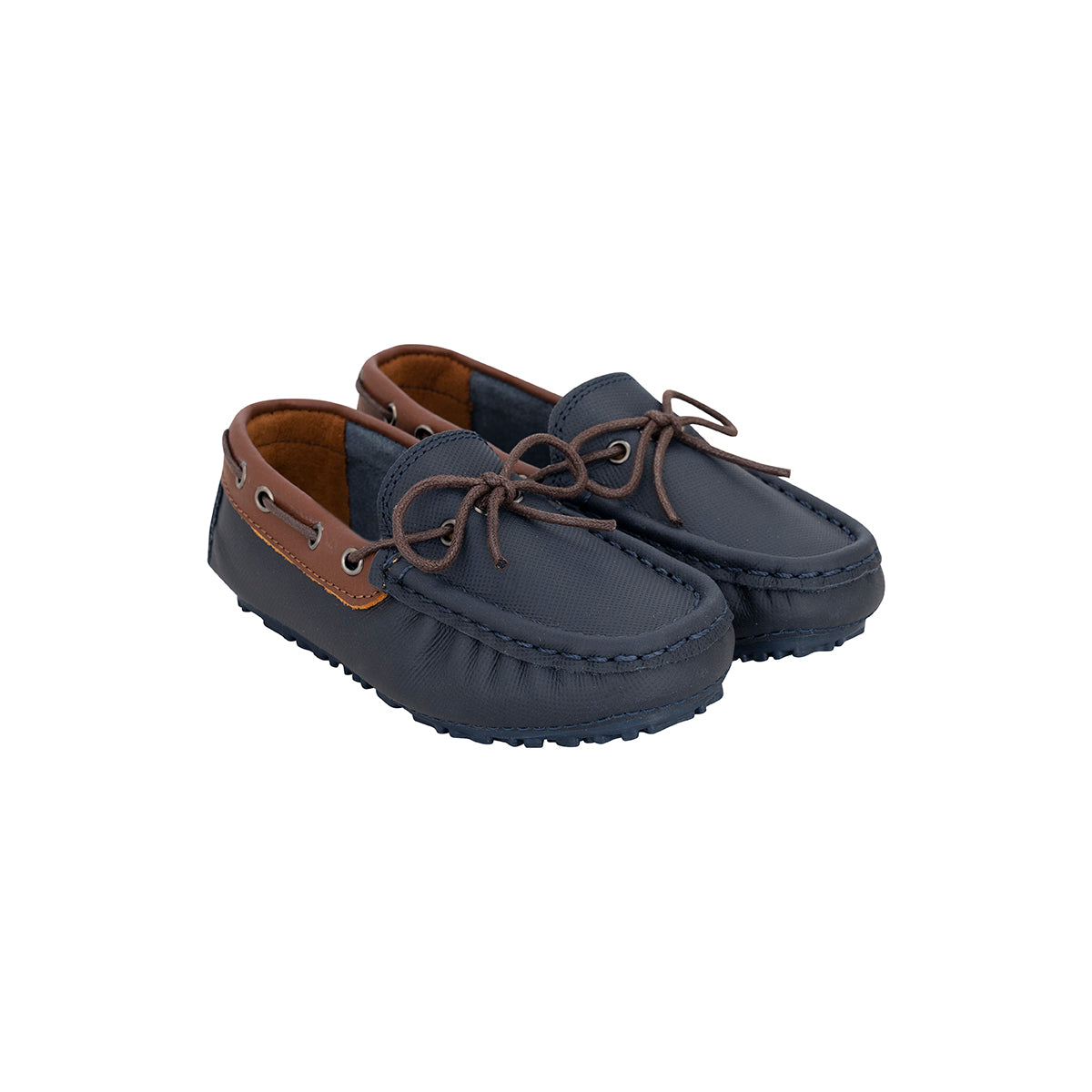 Mocasines Niño Amarrar Cuero grabado Azul