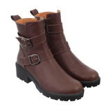 Botas Correas Mujer Cuero Café