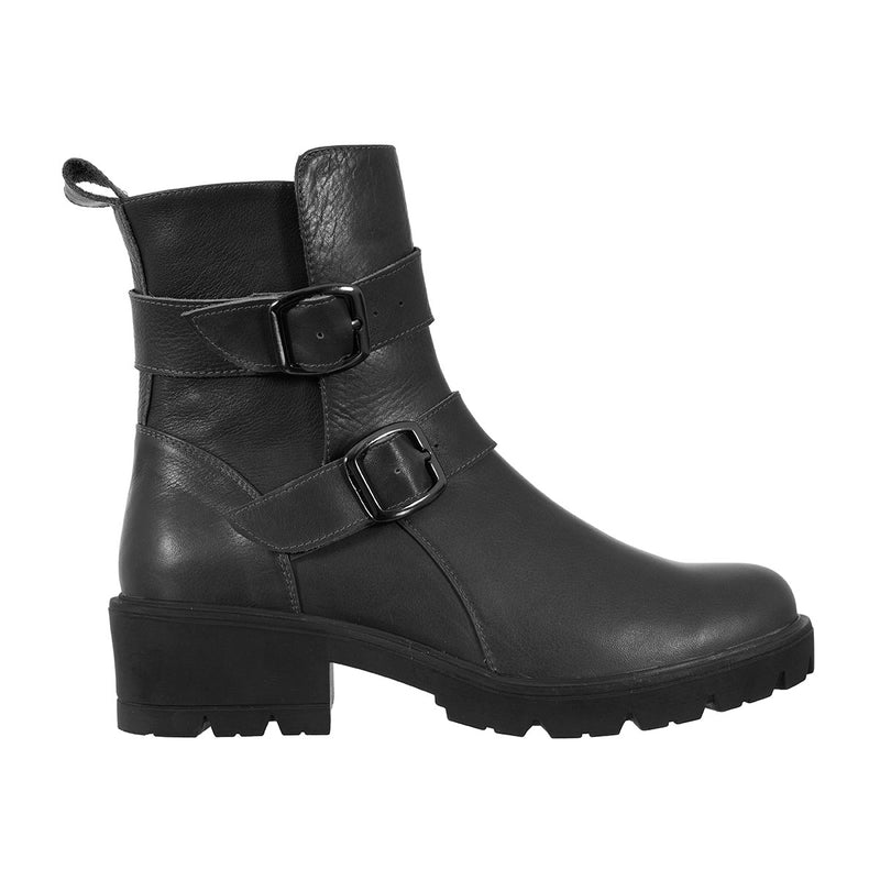 Botas Correas Mujer Cuero Negro