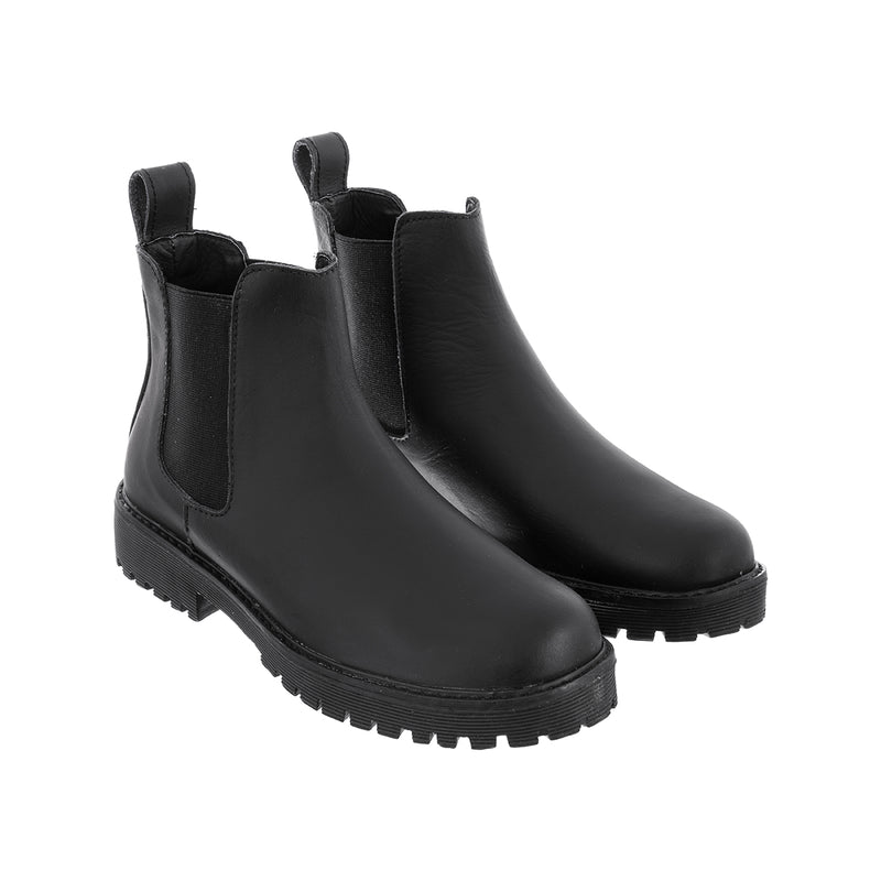 Botas Chelsea Sol Mujer Cuero Graso Negro