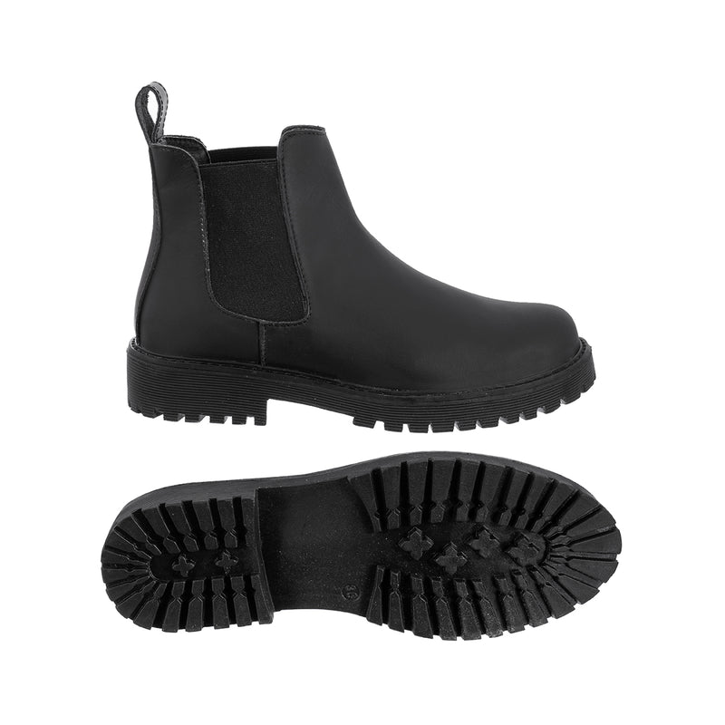 Botas Chelsea Sol Mujer Cuero Graso Negro