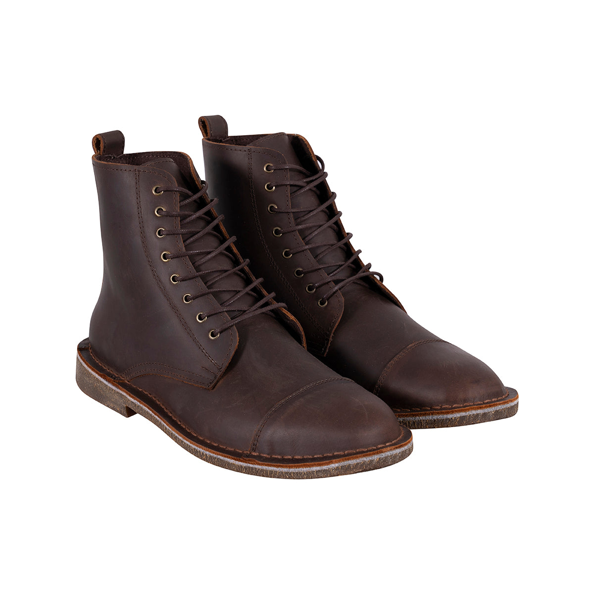 Botas Combat Hombre Cuero Graso Cafe