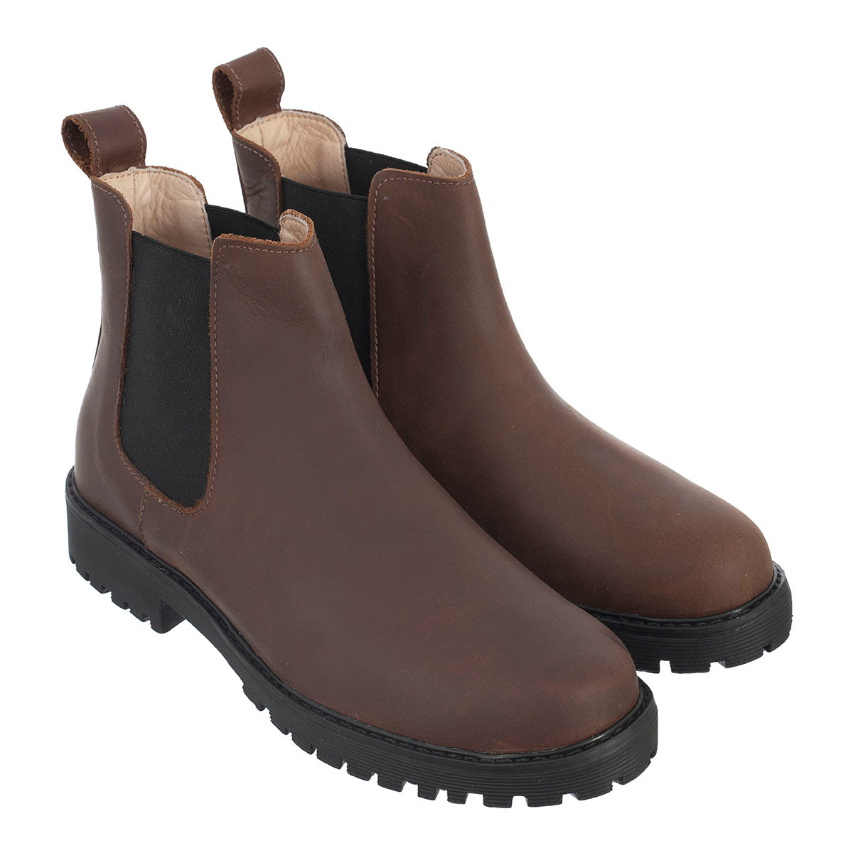 Botas Chelsea Sol Mujer Cuero Graso Café