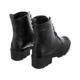 Botas Combat Mujer Cuero Liso Negro