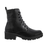 Botas Combat Mujer Cuero Liso Negro