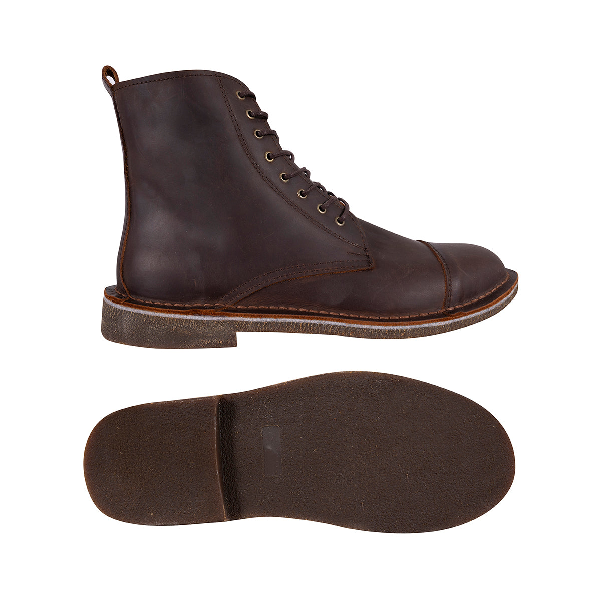 Botas Combat Hombre Cuero Graso Cafe