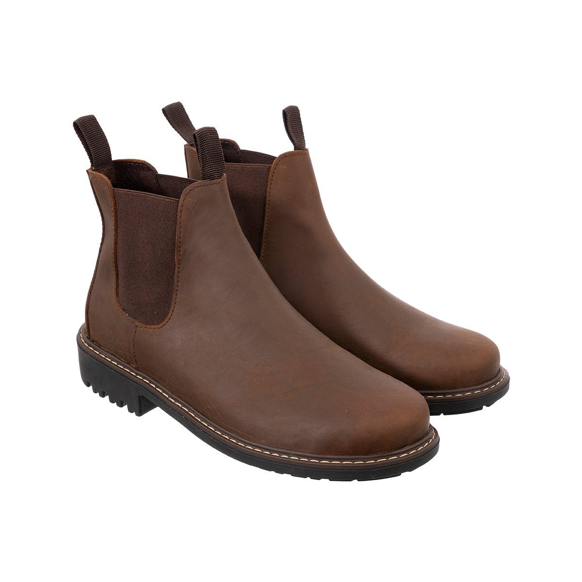 Botas Chelsea Sol Hombre Cuero Graso Café