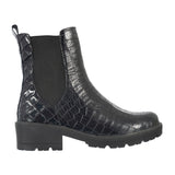 Botas Chelsea Emi Mujer Cuero Croco Negro Botas