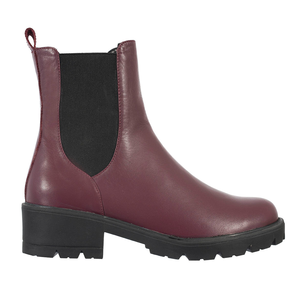 Botas Chelsea Emi Mujer Cuero Liso Burdeos
