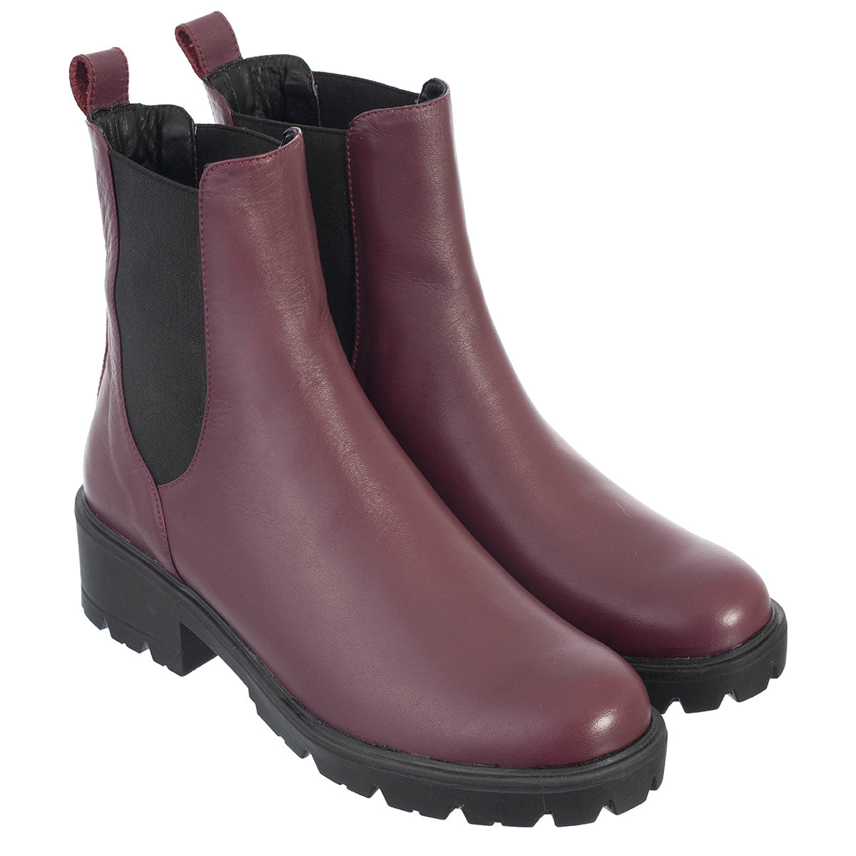 Botas Chelsea Emi Mujer Cuero Liso Burdeos