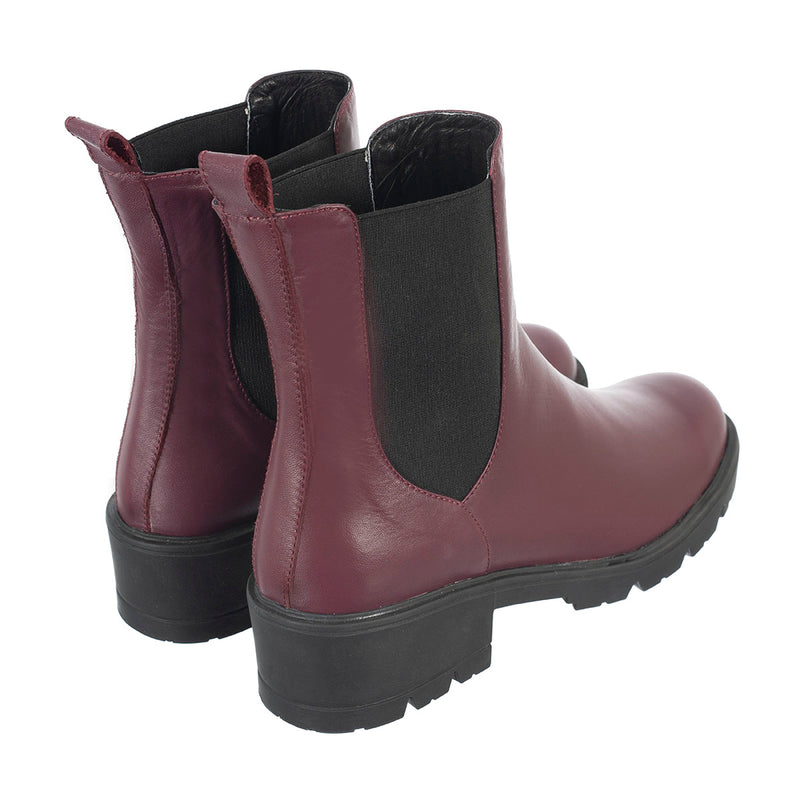 Botas Chelsea Emi Mujer Cuero Liso Burdeos