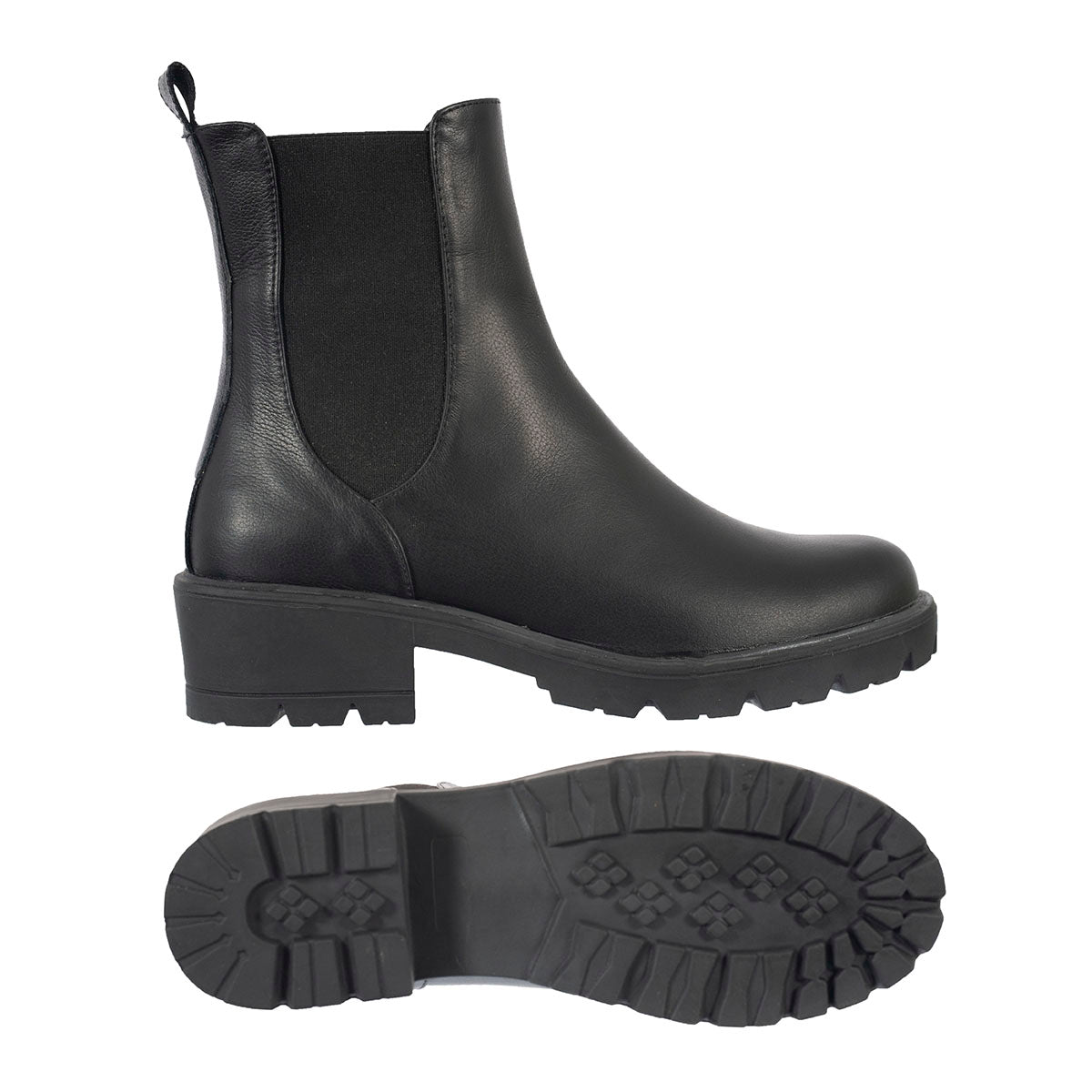 Botas Chelsea Emi Mujer Cuero Liso Negro
