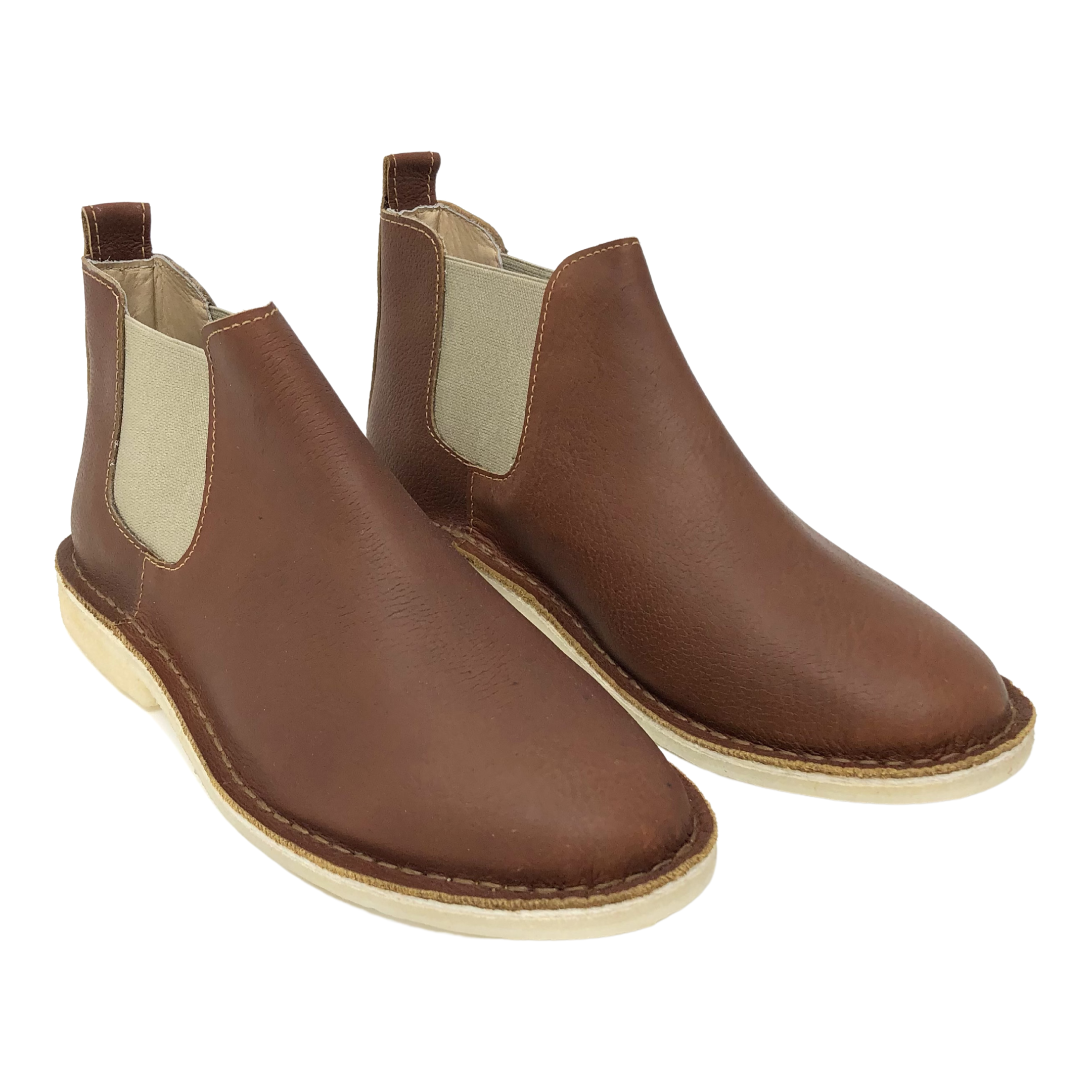 Botas Chelsea Cuero Mujer Miel-Beige