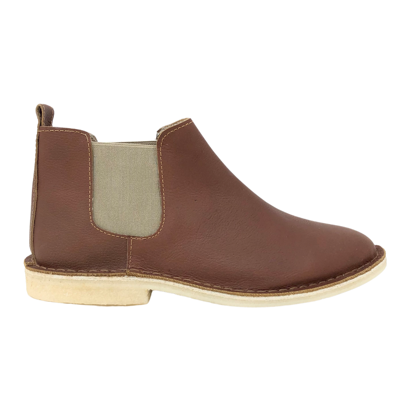 Botas Chelsea Cuero Mujer Miel-Beige