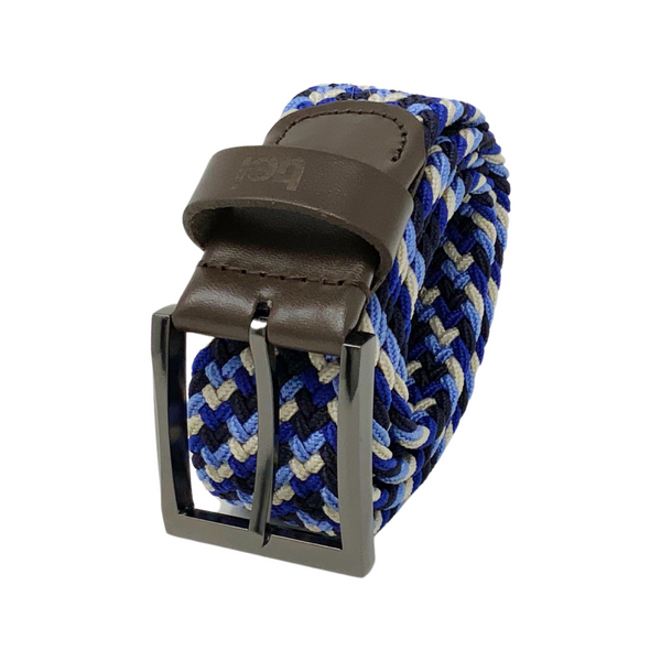 Cinturón trenzado elástico Azul / Negro / Beige