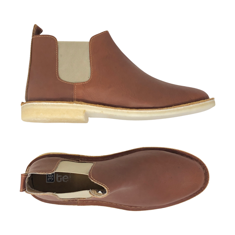 Botas Chelsea Cuero Mujer Miel-Beige