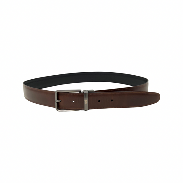 Cinturón cuero reversible Negro / Cognac